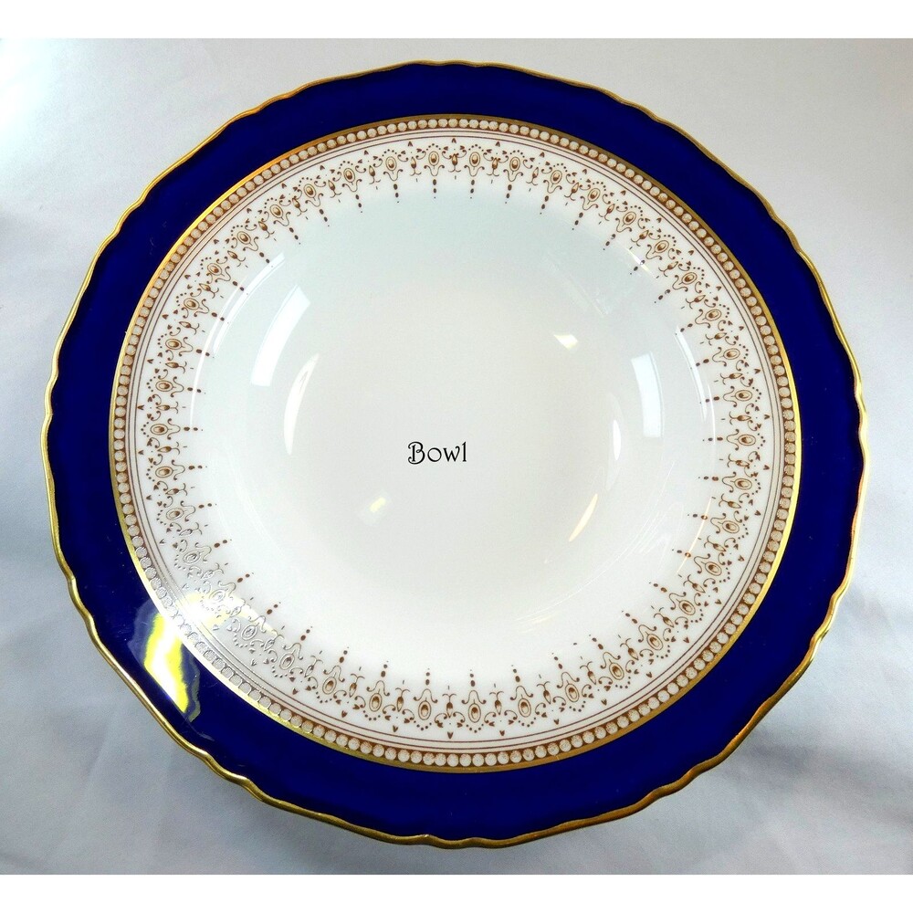 Royal Worcester Regency Blue Fine Bone China "Bowl" 8" 22KT Gold  Mint